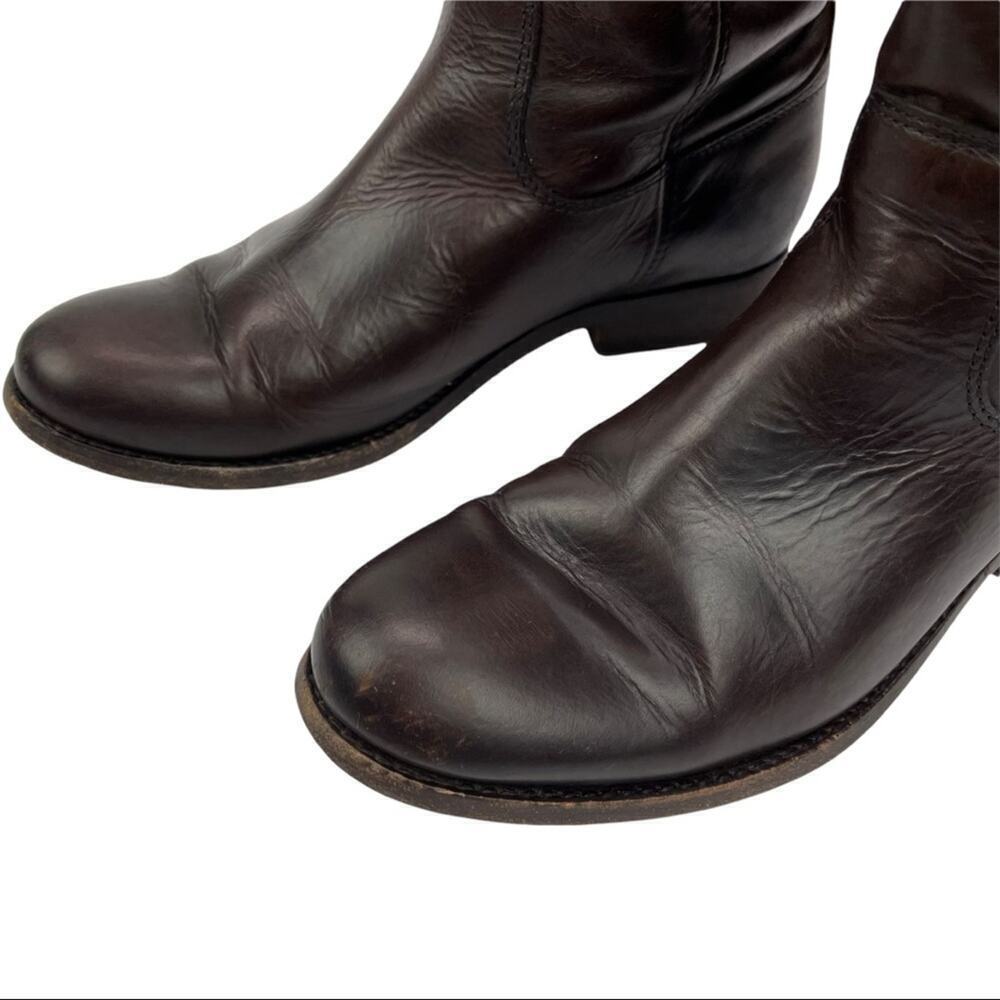Frye Dark Brown Leather Melissa Western Tall Riding Boots  Size 5.5 Style 77167 - Picture 8 of 16